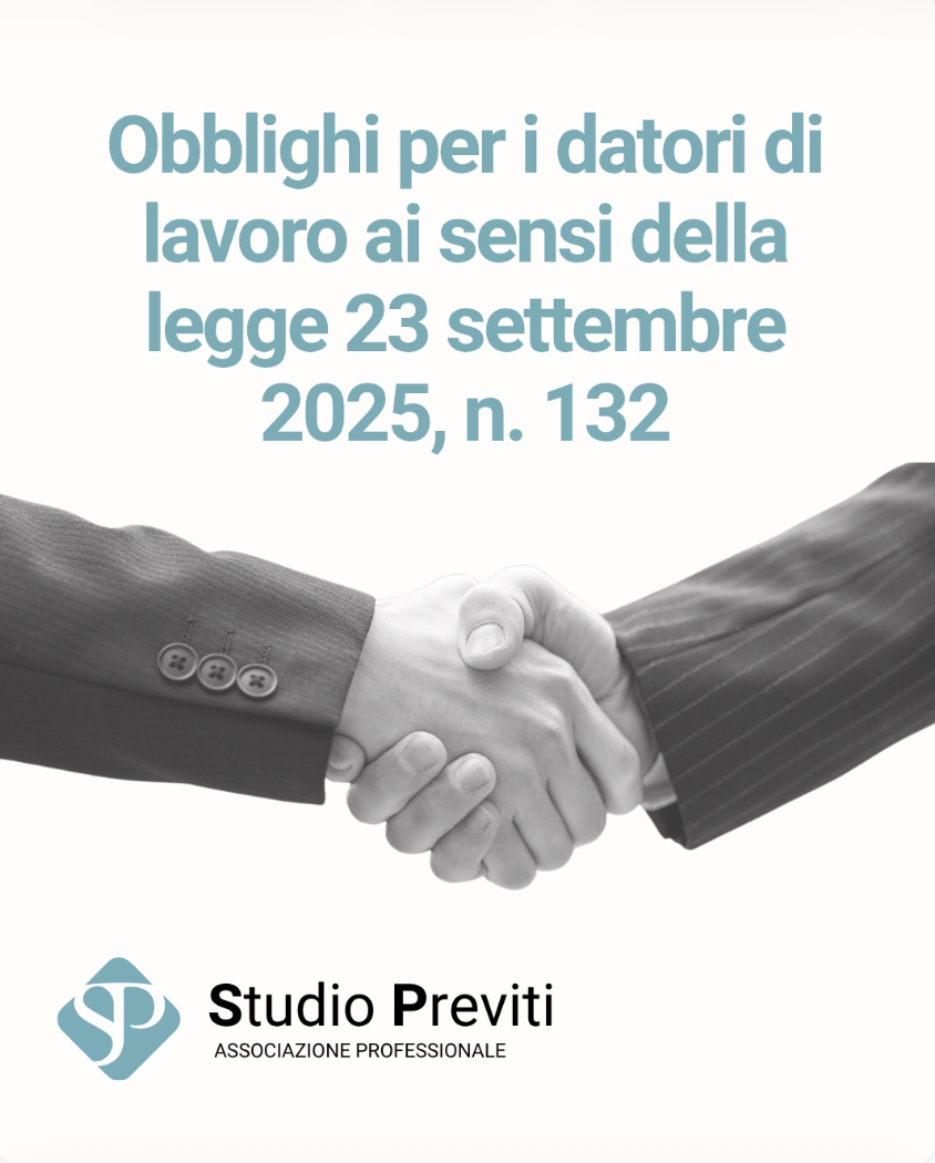 Obblighi per i datori di lavoro ai sensi della legge 23 settembre 2025, n.132
